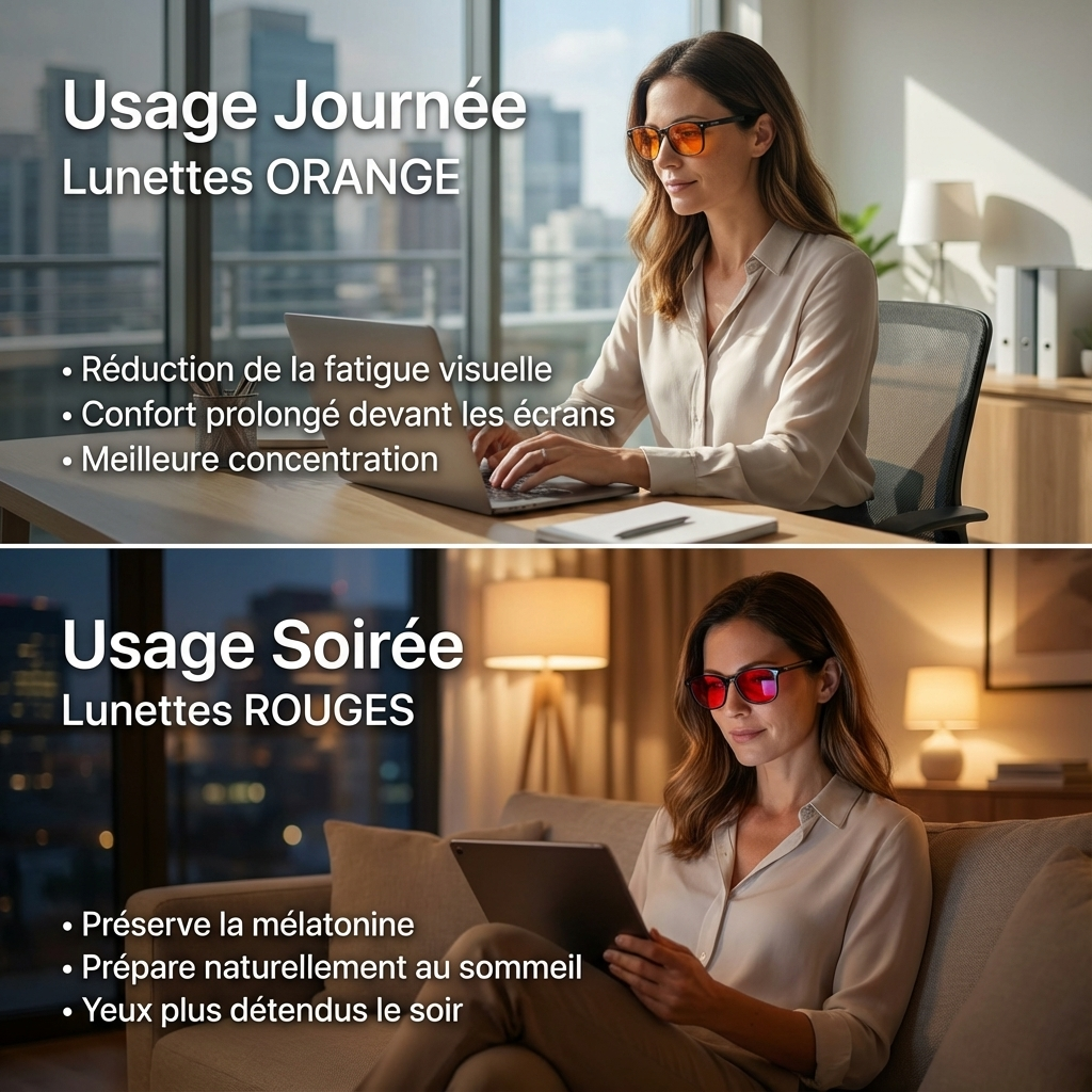 Duo de lunettes anti-lumière bleue – Jour & Soir